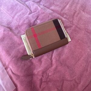 Brown and Red Checkered Women's Wallet